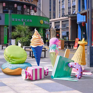Escultura de Helado de Fibra de Vidrio, Escultura Pintada a Mano, Decoración de Centro Comercial, Escultura <span class=keywords><strong>Gigante</strong></span> de Conos de Helado para Exteriores, Escultura de <span class=keywords><strong>Donut</strong></span> - Product Image 5