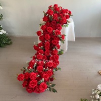Chemin de table en fleurs artificielles en soie réaliste de luxe, rouge, pour mariage, rentrée scolaire, fête des mères, décoration d'événements, fait main, personnalisable