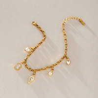 Ensemble de bijoux tendance en acier inoxydable plaqué or 18 carats avec pendentif zircon, hypoallergénique, réglable, étanche, cadeau idéal pour femme