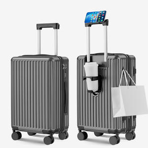 Ensemble de bagages de voyage, valise antichoc de 24 pouces avec roues silencieuses, serrure à combinaison, couleur graphite, motif rayé, unisexe - Product Image 1