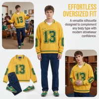 Usine de vêtements sur mesure, fabrication sur commande ODM, automne, 100% coton, pull décontracté ample pour homme, chemise de sport en tricot pour le football