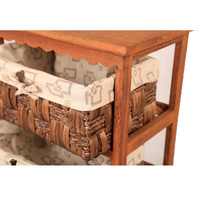Usine de haute qualité en gros pas cher salon armoire de rangement en bois avec de nombreux tiroirs en osier
