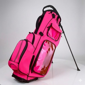 <span class=keywords><strong>Sac</strong></span> <span class=keywords><strong>de</strong></span> <span class=keywords><strong>golf</strong></span> imperméable <span class=keywords><strong>rose</strong></span> vif en nylon haute densité avec fenêtre transparente en TPU, léger et tendance pour femmes - Product Image 1
