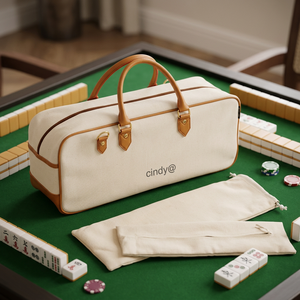 Borsa da viaggio per Mahjong con finiture in pelle PU, custodia portatile per il gioco, borsa organizer per set Mahjong - Product Image 1