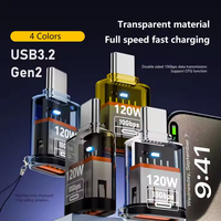 Typ-C USB-Konverter 120W Schnellladung 10Gbps AC Aluminiumlegierung OTP Mehrfachschutz-Adapter für Laptops Mobiltelefone LED