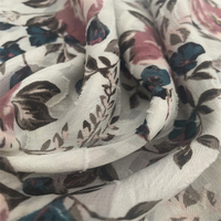 Matériau métallique en gros 100% polyester imprimé tissu 75D tissé en mousseline de soie Jacquard impression avec finition douce
