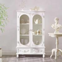 Buffet rétro américain en bois massif Double porte Armoire de rangement pour le vin sculptée européenne Armoire d'entrée ancienne haute Salon