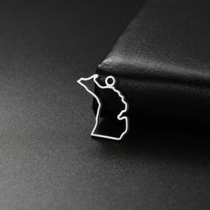 5 buah/pak liontin peta <span class=keywords><strong>Michigan</strong></span> Amerika Serikat untuk gantungan kunci kalung Aksesori pembuatan perhiasan besi tahan karat DIY - Product Image 5