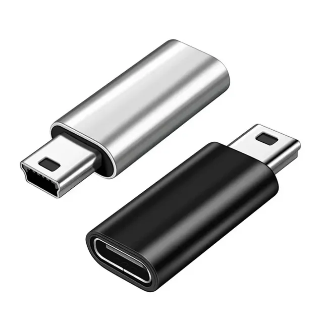 Mini USB to Type C Adapter 5 Pin Male Mini USB to Female USB Type C Data Transfer Connector for GoPro MP3 Camera PC Conventer