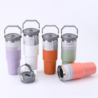 Promoción de Temporada: Vaso Térmico de Acero Inoxidable 304 de Doble Pared con Aislamiento al Vacío, Antiderrames, con Pajita y Asa Portátil, Mantiene la Temperatura de 12 a 24 Horas