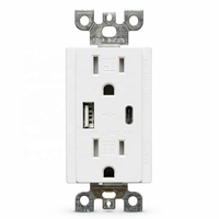 Stopkontak USB BAREP, Stopkontak Dinding 15 Amp dengan Port USB Tipe A & Tipe C, Stopkontak Tahan Gangguan untuk Keamanan, Terdaftar UL, Putih