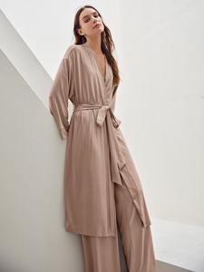 Peignoir de bain en viscose de bambou avec ceinture à l'avant Robes de détente personnalisées pour femmes - Product Image 6