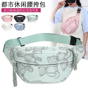 Urban Leisure Waist Bag Multiple Pockets Waterproof Pink Blue Green Black White Women's Chest Bag For Daily Use - Product Image 2