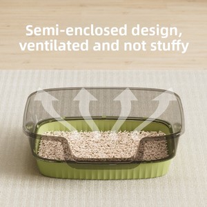 Caja <span class=keywords><strong>de</strong></span> arena para gatos abierta semicerrada extra grande, valla alta, suministros <span class=keywords><strong>de</strong></span> plástico antisalpicaduras para mascotas, venta al por mayor - Product Image 3