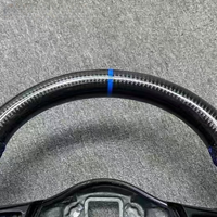 Volant en fibre de carbone forgé avec surpiqûres rouges, accessoires de modification automobile pour Volkswagen VW Golf MK6 GTI R Scirocco R en cuir