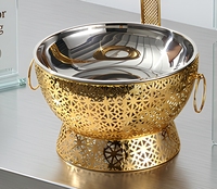 Chauffe-Plat Commercial 8L en Acier Inoxydable Doré pour Buffet, Réchaud à Alcool avec Grilles Réglables et Conception Anti-Blocage 85-100°C pour Hôtels