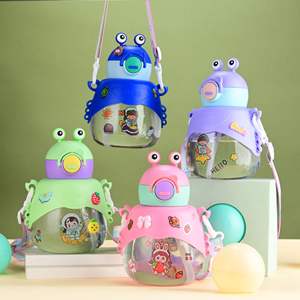 Seaygift 最新 900ml クリエイティブな漫画風カエルの目 子供用スポーツ携帯プラスチック製水筒 ジュースカップ マグカップ ストロー付き - Product Image 4