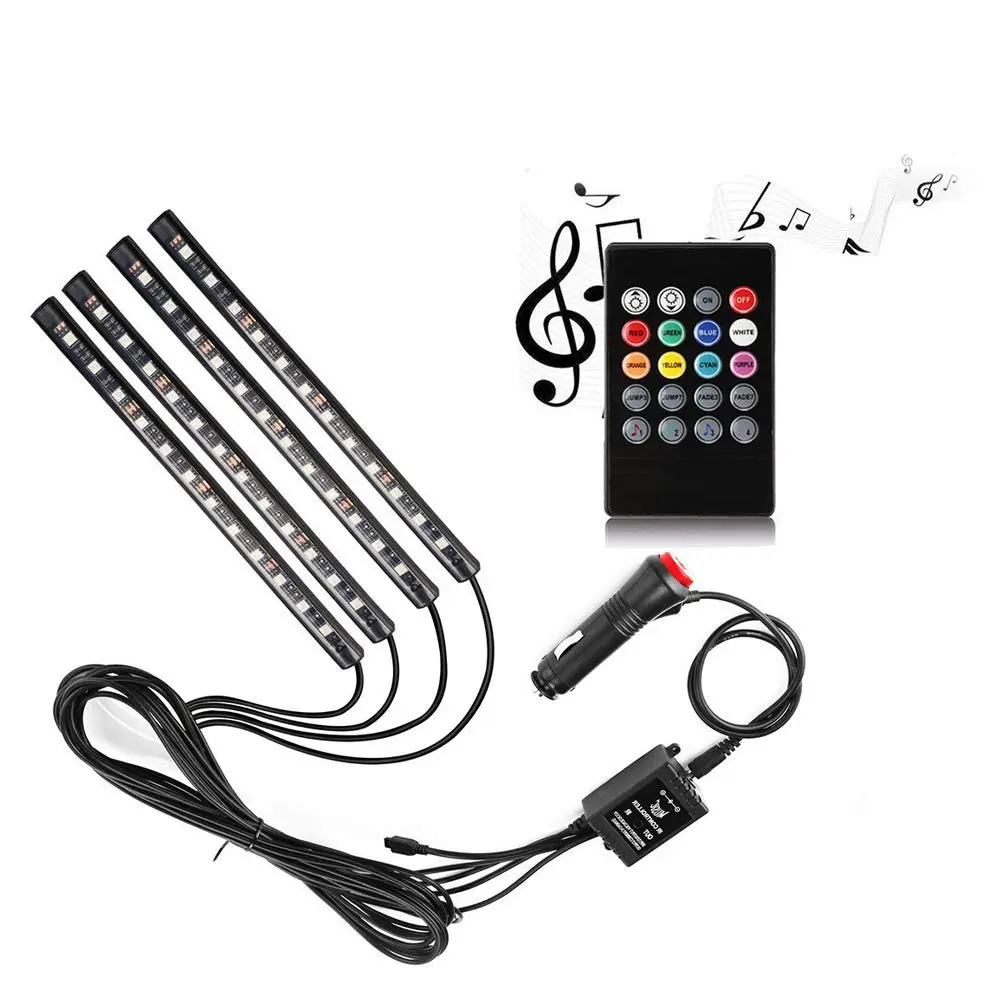 IP65 Không Thấm Nước Glow Full Color LED Nội Thất Ánh Sáng RGB Car Kit Dưới Dash Foot Well Xe LED Strip Ánh Sáng Cho Auto Car Xe Máy