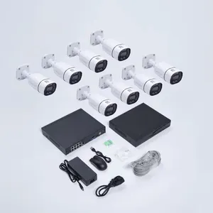 8CH 5mp PoE nvr kit H.265 24/7 rekaman penglihatan malam 8 buah set kamera pengawas peluru kabel 8 channel sistem keamanan cctv