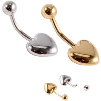 Anneau de nombril en acier inoxydable en forme de cœur, très vendu en Europe et en Amérique, bijoux de piercing corporel