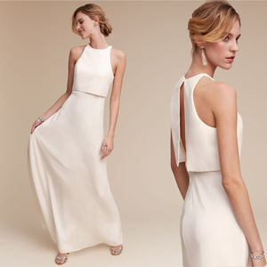 Vestido Largo <span class=keywords><strong>de</strong></span> Fiesta <span class=keywords><strong>de</strong></span> <span class=keywords><strong>Boda</strong></span>, Estilo Halter, Línea A, Elegante, <span class=keywords><strong>de</strong></span> Seda, Color Blanco, Diseño Nuevo <span class=keywords><strong>de</strong></span> QUEENSGOWN, Vestido <span class=keywords><strong>de</strong></span> <span class=keywords><strong>Noche</strong></span> Informal <span class=keywords><strong>para</strong></span> Damas <span class=keywords><strong>de</strong></span> Honor - Product Image 1