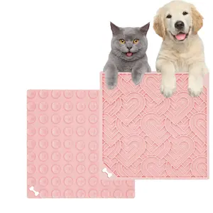 Basso MOQ su misura quadrato cane leccare Pad, Silicone lento alimentatore tappetino cibo per cani tappetino con ventose, cane addestramento tappetino