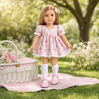 Ensemble robe florale pour poupée de 18 pouces avec chaussures et pince à cheveux, vêtements de poupée OEM, certifié EN71