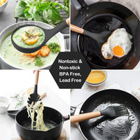 Ustensiles de cuisine en silicone pour boîte de cuisine Ustensiles de cuisine pour boîte Logo personnalisé Ensemble d'ustensiles en bois coloré