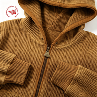 Vêtement d'extérieur pour homme en coton 100% respirant, style vintage, tricot gaufré, coupe ample, épais, avec motif