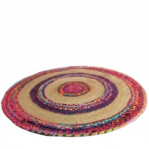 Eco-Friendly <b>Machine</b> Made Modern Jute Rug Floral Design Braided Non-Slip Anti-Bacteria Flat Pile Jute Backing Home Prayer Picnic - Product Image 2