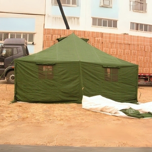 <b>12</b> Person Emergency Square Steel Frame Single Layer Heavy Duty Canvas Field Camp Shelter for Disaster Relief - Product Image 3