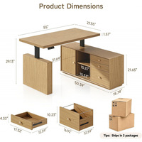 Bureau d'angle antique en forme de L avec tiroirs multifonctionnels, meuble de rangement design pour la maison, bureau d'ordinateur en MDF et panneaux de densité