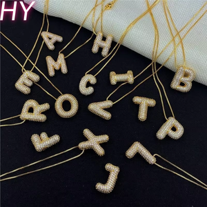 HY Gold Plated <strong>Copper</strong> <strong>Alloy</strong> Initial Necklace Set Letter Pendant Fine Chain <strong>Jewelry</strong> - Product Image 5