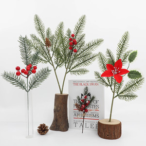 Cây thông nhân tạo chi nhánh cây xanh giáng sinh thân cây thông kim Cây thông giáng sinh phụ chi nhánh với quả mọng đỏ thông Picks - Product Image 1