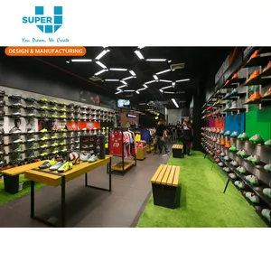 木制运动鞋鞋墙展示足球鞋商店运动鞋架商店