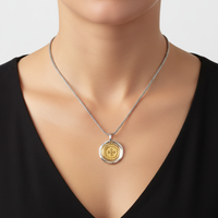 Collier avec pendentif pilon Vajra en argent sterling 925 pur pour hommes et femmes, bijoux amulette en or vermeil de forme ronde