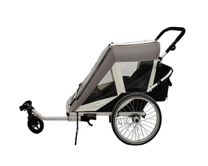 Remorque de vélo pliable 2-en-1 pour bébé et enfant, simple ou double siège, avec auvent en tissu Oxford et cadre en alliage d'aluminium - Product Image 2