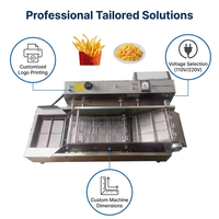 Commerciële automatische friteuse voor frieten en donuts, industriële roestvrijstalen friteuse met transportband