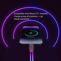 Câble de charge rapide USB-C tactile RGB pour iPhone 17 Pro Max, 20V 5A PD 60W/100W, câble de données Type-C USB OEM