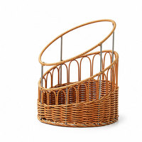 Panier de rangement en rotin tressé de style bohème, support ovale pour magazines, organiseur de cuisine avec cadre métallique, décoration d'intérieur faite à la main