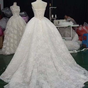 Vestido de Novia Jancember Hz021 Elegante Blanco Puro con Corsé Basco con Varillas Visibles y Encaje Francés en Toda la Superficie - Product Image 2
