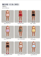 Ensemble de shorts de sport respirants en Spandex/Nylon à col rond, moulant, taille haute, pour la course, le fitness et le yoga