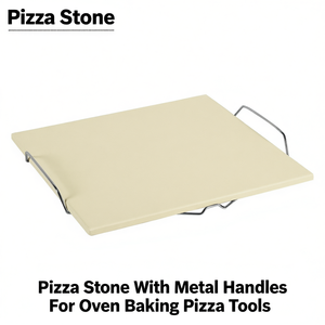 Piedra para pizza con asas metálicas para hornear en horno, utensilios para pizza - Product Image 2