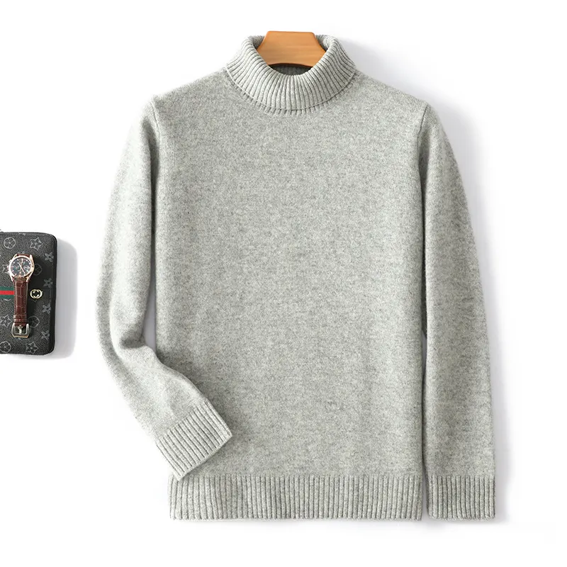 कश्मीरी स्वेटर सादे बुना हुआ 100% कछुआ गर्दन के पुरुष कश्मीरी स्वेटर, सात पिन मोटी हीरा मोड़