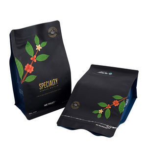 Sacs à café en aluminium avec fermeture éclair, fond plat, valve, 8 soufflets latéraux, résistants à l'humidité, refermables, imprimés sur mesure, en CPP - Product Image 4