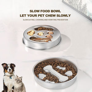 <span class=keywords><strong>Gamelle</strong></span> Réversible pour Animaux de Compagnie, Design Os, en Acier Inoxydable, pour Chiens de Petites et Moyennes Races, Distributeur Lent d'Aliments - Product Image 3