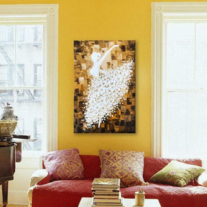 Pintura al Óleo de Bailarina de <span class=keywords><strong>Ballet</strong></span> Pintada a Mano sobre Lienzo, Arte Mural Moderno Abstracto con Textura 3D y Espátula, para Decoración del Hogar - Product Image 1
