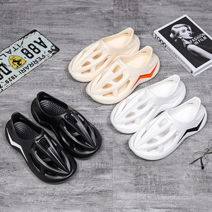 Fashion Open Toe EVA <b>Slides</b> With Orange Stripe Breathable Summer Men's Casual Outdoor Indoor <b>Slip</b>-On Shoes - Product Image 5