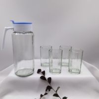 Ensemble Cadeau Carafe Haute en Verre avec Bouchon, 5 Pièces, Sans BPA, Transparent, Logo Personnalisé, Chine, Recyclé, Tasse à Thé/Verre à Boire, Meilleures Ventes
