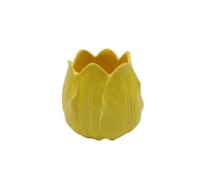 3D Yellow Peony Flower Petal Shaped Cerrmic Flower pots / plant pot / Succulent planter